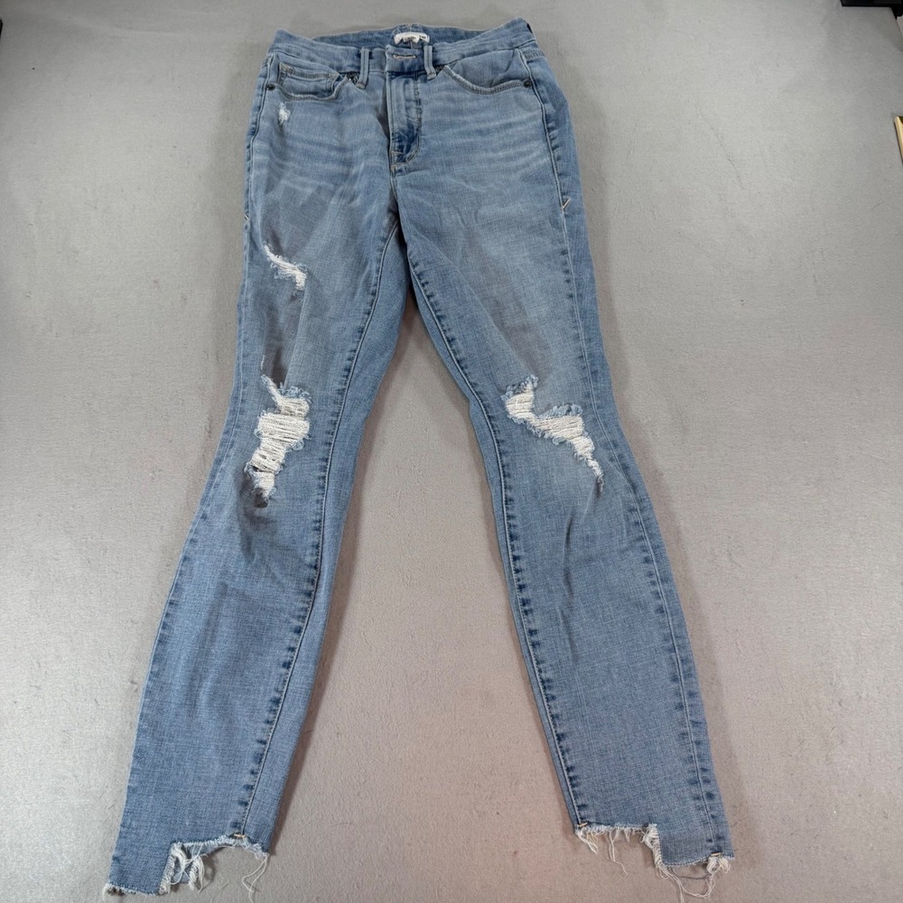 Good‎ American Good Legs Skinny Jeans Distressed Step Hem Light Wash 27